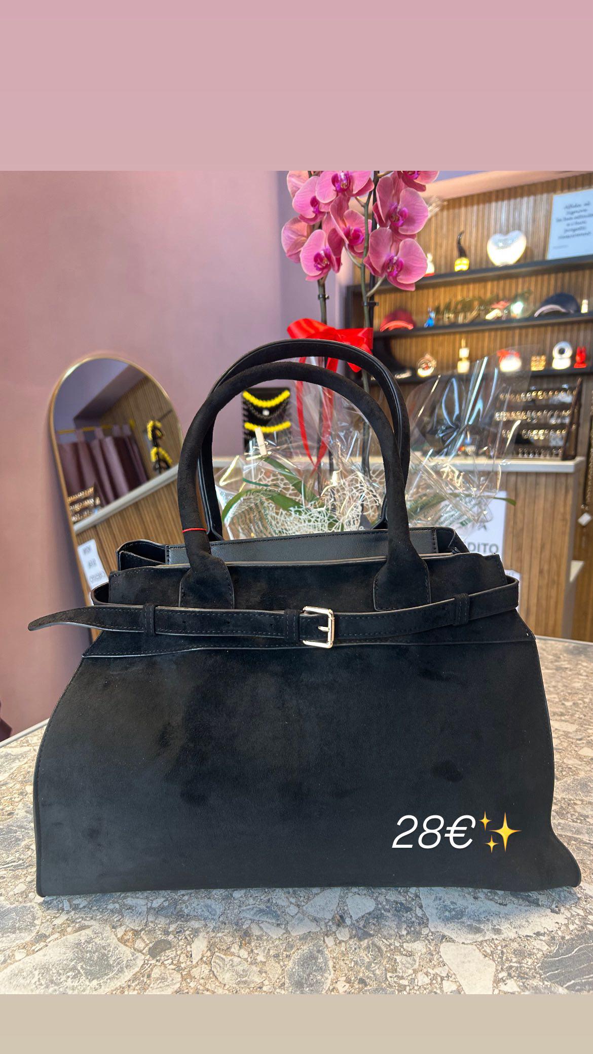 Borsa in velluto nera a spalla